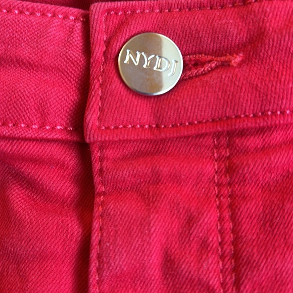 NYDJ Red High-Rise Ankle Jeans 12 Rivet Slit - Picture 6 of 7